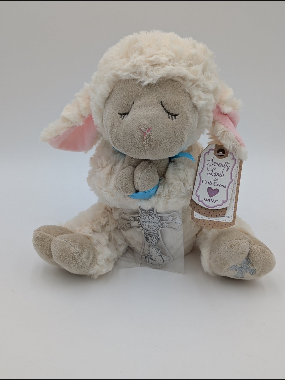 Serenity Lamb Plush with Crib Cross - GANZ - Cream, Light Pink, Beige